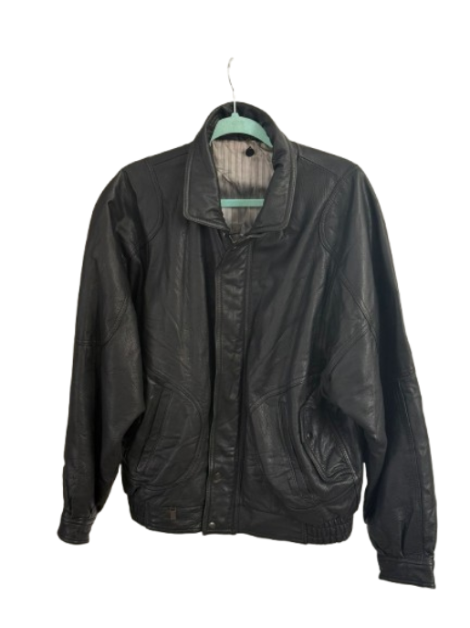 Geaca biker piele naturala barbati marinea 50 front